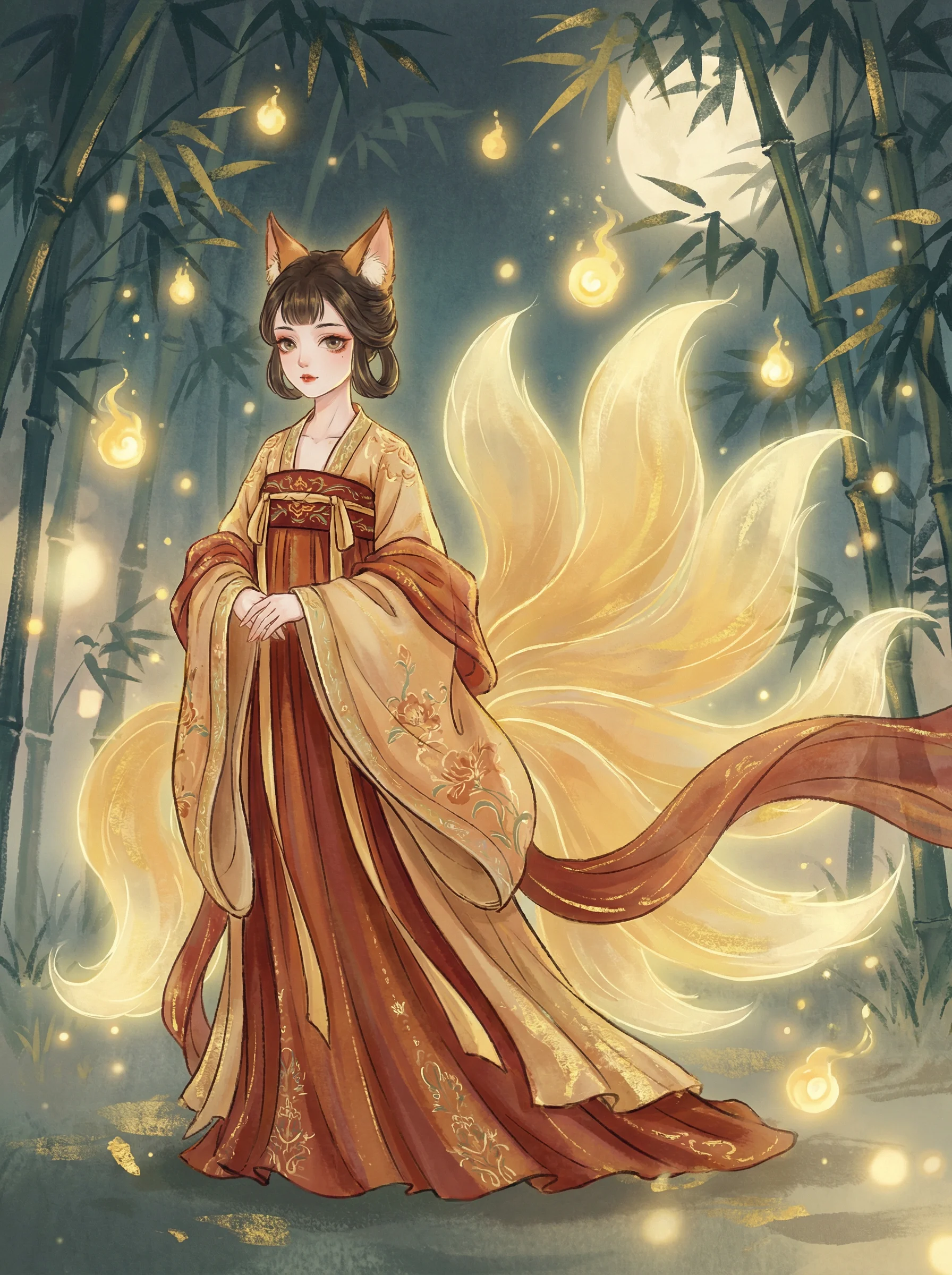 九尾狐 - 九色 山海经神兽动漫角色